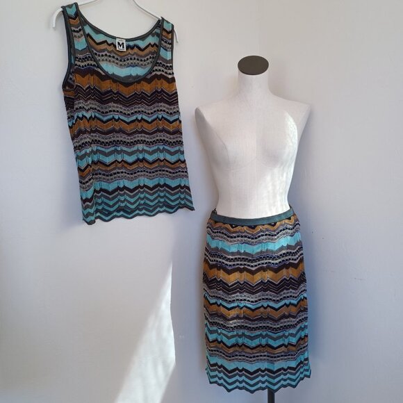 Missoni‎ Set Skirt and Top Classic Multi Stripe Womens US 10 - Picture 3 of 16